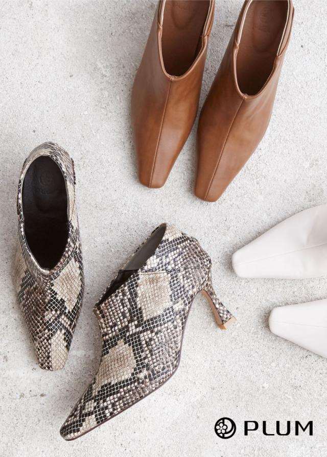 Sale ブーティー ブーティ ヒール バブーシュ 2way ショートブーツ レディース ブーツ アンクルブーツ パイソン ブラック 痛くない エレの通販はau Pay マーケット Plum プラム