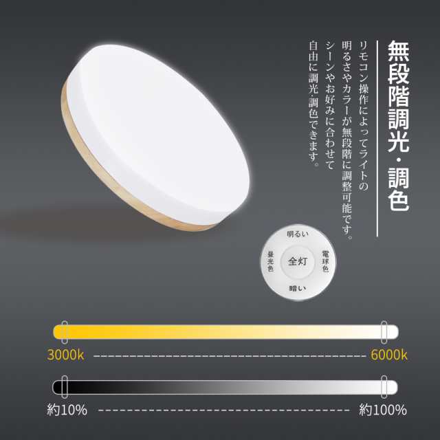 LEDシーリングライト 8畳 木目調 【調光調色】木目 木枠 LED リモコン付 照明 天井 LED照明 天井照明 照明器具 明るい LED  シーリング ラの通販はau PAY マーケット コンフィホーム au PAY マーケット－通販サイト