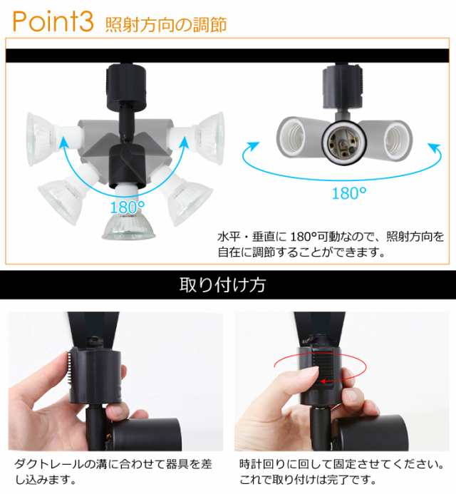 ダクトレール用スポットライト器具 E26 E17 E11 LED対応 照明器具 間接照明用器具 照明 配線ダクトレール用器具 スポットライト  おしゃれの通販はau PAY マーケット - コンフィホーム