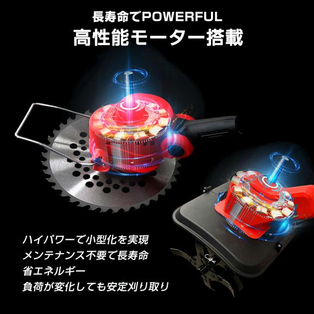【21V 充電式】耕うん機 リチウムイオンバッテリー付き コードレス 家庭用 軽量 コンパクト 家庭菜園 畑 プランター 深掘り可能 硬い土も楽々 リチウムバッテリー 長時間稼働_4