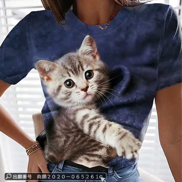 犬 いぬ 猫 ネコ プリント 半袖 Tシャツ レディース 体型カバー 大きい