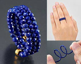 高貴な瑠璃色「ラピスラズリ３連フリーリング」[ 指輪 リング レディース フリーサイズ フリーリング スパイラルリング 天然石 パワーストーン ギフト プレゼント 贈り物 彼女 妻 母の日 敬老の日 ホワイトデー お返し 日本製 ] 8,026円