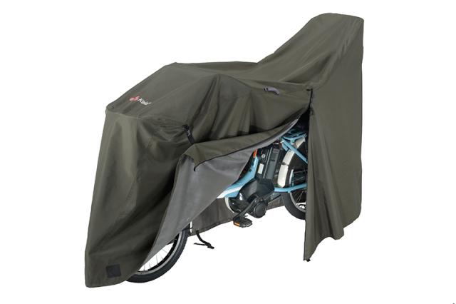 サイクルカバー 自転車カバー 300d 厚手 防水 飛ばない 電動アシスト自転車 普通自転車 ママチャリ 3人乗り 子ども乗せ / プレミアム サイクルカバー 川住製作所_1