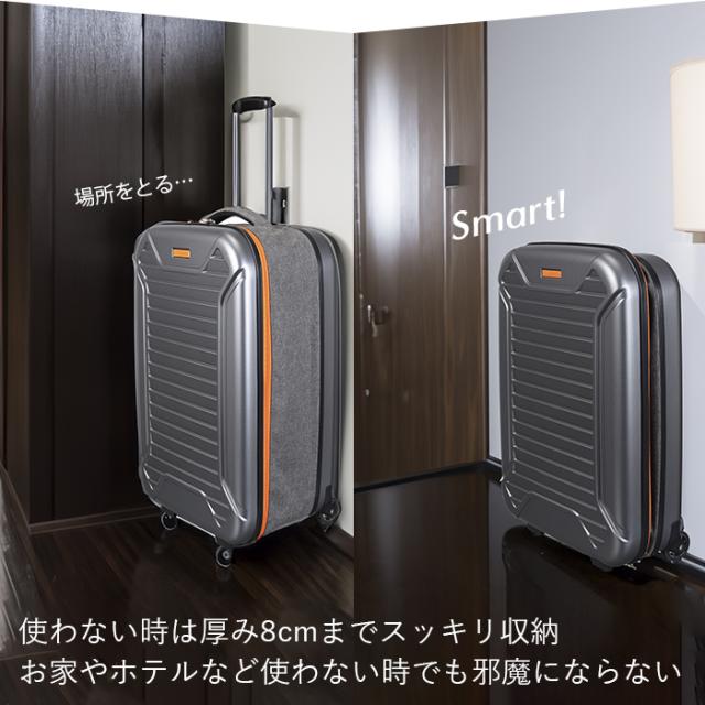 【使うときだけ大きくなる！】折りたためる圧縮スーツケース 大容量 簡易ポケット付 静か 頑丈 ダイヤル式ロックキー付属 シンプル 使いやすい_3