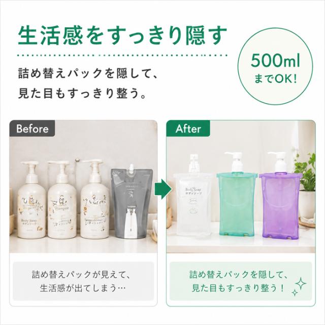 7/16まで限定SALE】詰め替え そのまま ポンプ 500ml 2個セット