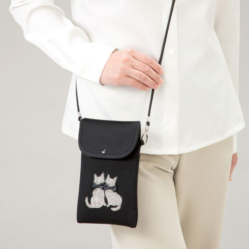 キラキラスマホポシェット ネコ ポシェット スマホケース 携帯 アイフォン Iphone Iphoneケース 肩掛け 取り外し可能 2way 軽量 縦型の通販はau Pay マーケット スリーピース