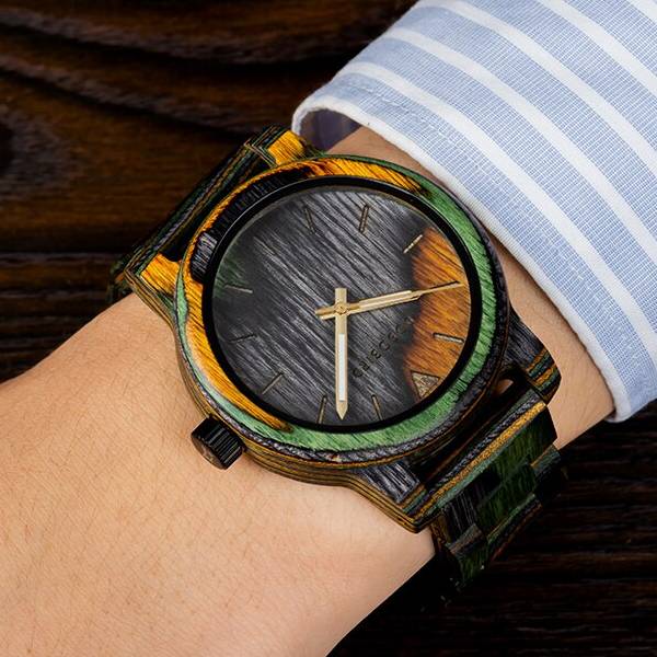 木製 腕時計 迷彩　クォーツ メンズ ボボバード 男性 カラフル BOBO BIRD Watch Woodの通販は