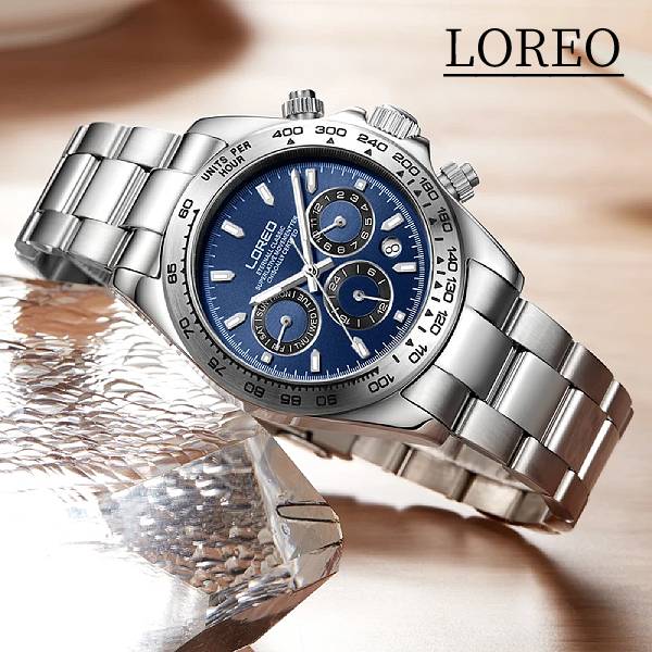 LOREO ダイバーズウォッチ 20気圧 防水 腕時計 日付表示 自動