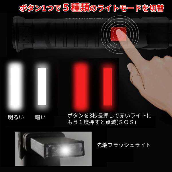 折りたたみ式 作業灯 携帯ライト ワークライト USB 充電式 防水 2way