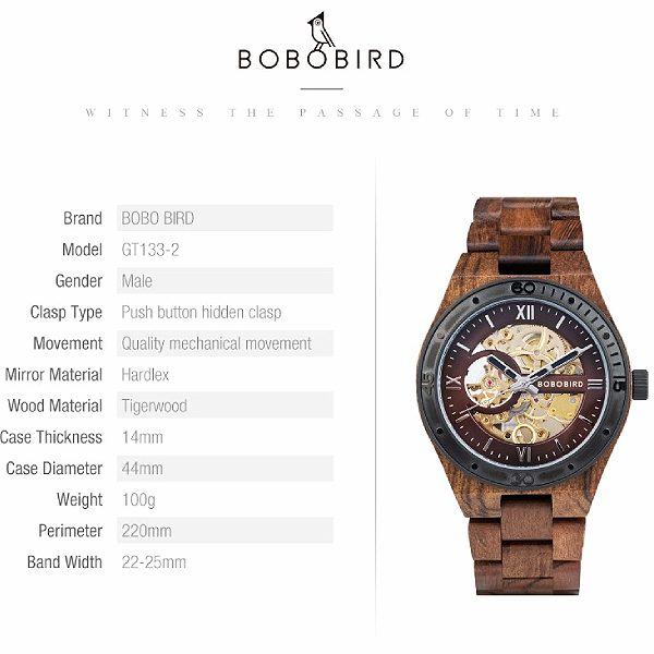 BOBO BIRD 木製 腕時計 機械式 自動巻き 生活防水 ウッド 男性 メンズ ボボバード BOBO BIRD MENS Watch Wood 夜光針 ルミナスハンズ メカニカル_4