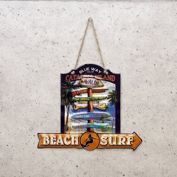 ブリキ看板 アンティーク プレート ダイカット ビーチ サーフ 西海岸 ハワイ オアフ 海 アメリカ雑貨の通販はau Pay マーケット キャンディランド