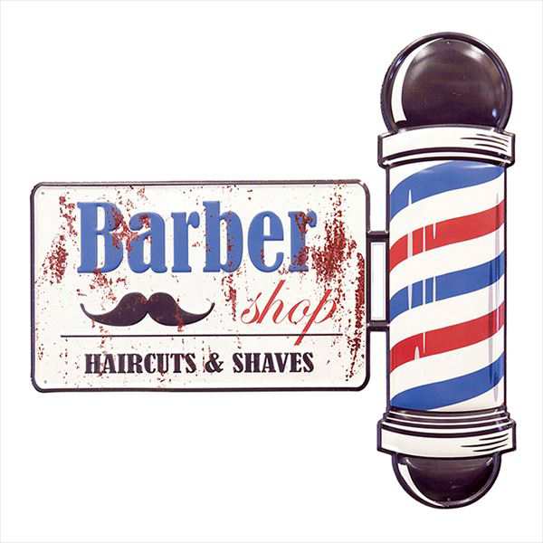 ブリキ看板 バーバー 床屋 理容店 美容院 ヴィンテージ ダイカットプレート アンティーク Barber Shopの通販はau Pay マーケット キャンディランド