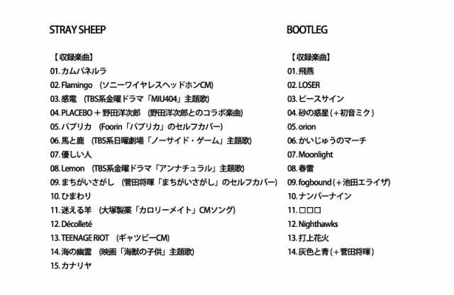 送料無料 米津玄師 Stray Sheep Bootleg Cd2タイトルセット 通常盤 の通販はau Pay マーケット 脳トレ生活