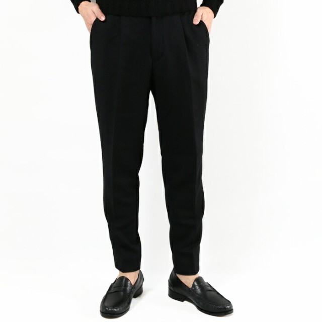 junhashimoto ジュンハシモト TAPERED I TUCK PANTS ワンタックパンツ BLACK NAVY 1071920001