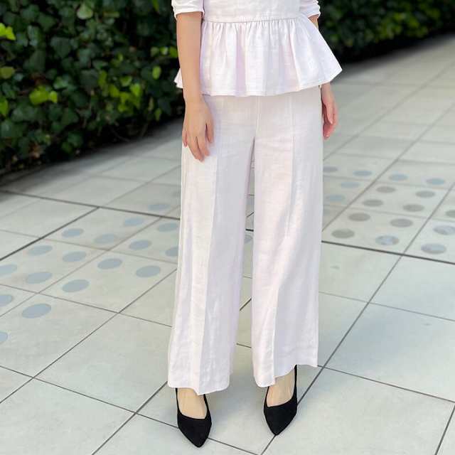 BORDERS at BALCONY ボーダーズアットバルコニー LINEN WIDE PANTS