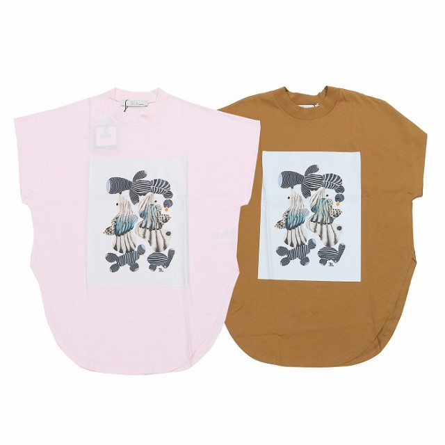 TELA テラ プリントTシャツ レディース 春夏 PINK BROWN FALCO