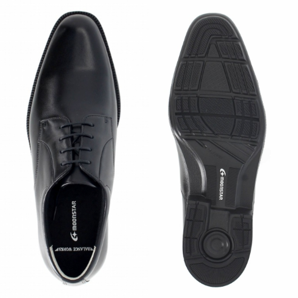 ムーンスター バランスワークス ＢＷ４６００ メンズビジネスシューズ プレーントゥ 3E 紳士革靴 24.5cm〜30.0cm 機能性カップインソール Ag+抗菌防臭 非対称カウンター 耐摩耗ラバー