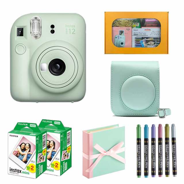 【ギフト チェキ】富士フィルム チェキ インスタントカメラ　instax mini 12【ミントグリーン】カメラケース付きギフトBOXセット