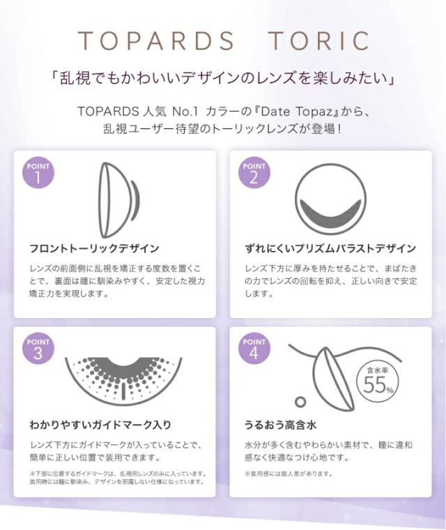 【乱視用】【10枚入り・8箱】指原莉乃 カラコン トパーズワンデー デートトパーズ TOPARDS TORIC 1DAY さっしー 度なし 度あり ポスト投函の通販は