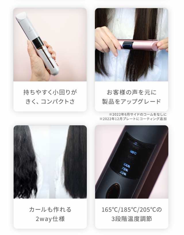 黒 ストレート ヘアーアイロン カールアイロン 2WAY 温度調節機能