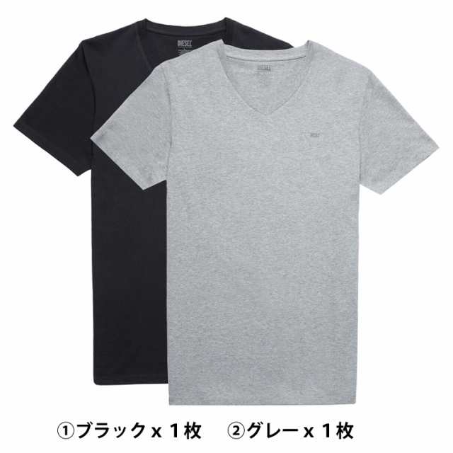 DIESEL ディーゼル メンズ コットン Vネック 半袖 Tシャツ 2枚セット