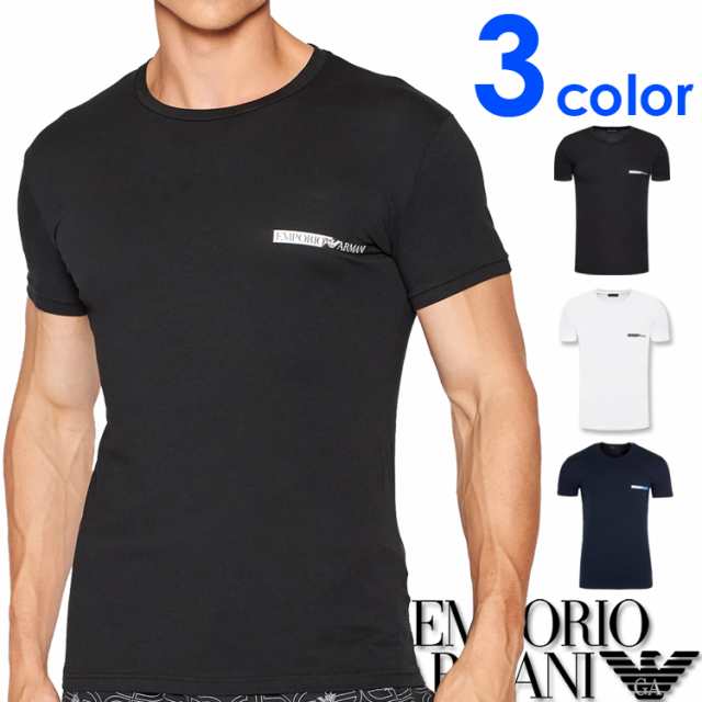 EMPORIO ARMANI[エンポリオアルマーニ]メンズ クルーネック スリムフィット 半袖 Tシャツ THE NEW ICON ロゴ  イーグルマーク ブラック ネ｜au PAY マーケット