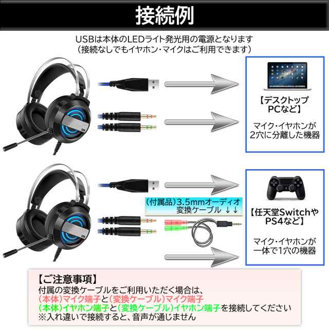 ゲーミングヘッドセット Switch Ps4 Usb ヘッドセット ゲーム ヘッドホン マイク付き 高音質 有線 スイッチ Pc ヘッドフォン Fps ボイスの通販はau Pay マーケット ａｒｕｆａｃｔｏｒｙ