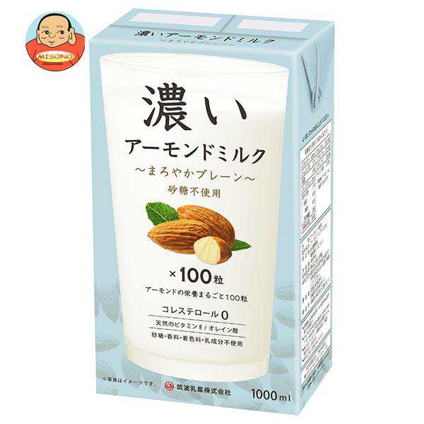 筑波乳業 濃いアーモンドミルク まろやかプレーン 1L紙パック×12本入｜ 送料無料