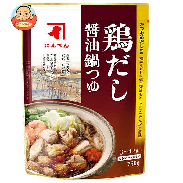 にんべん 鶏だし 醤油鍋つゆ 750gパウチ×12袋入×(2ケース)｜ 送料無料