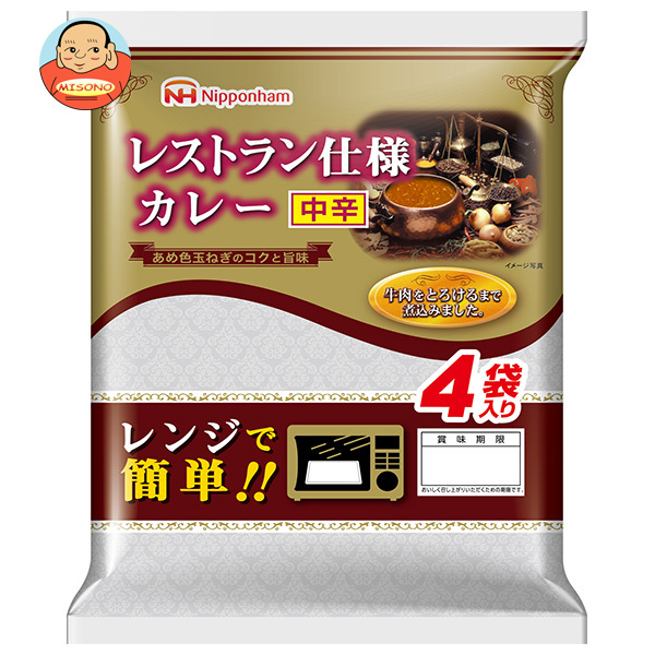 【送料無料・メーカー/問屋直送品・代引不可】日本ハム レストラン仕様カレー 中辛 (170g×4)×10個入×(2ケース)の通販は