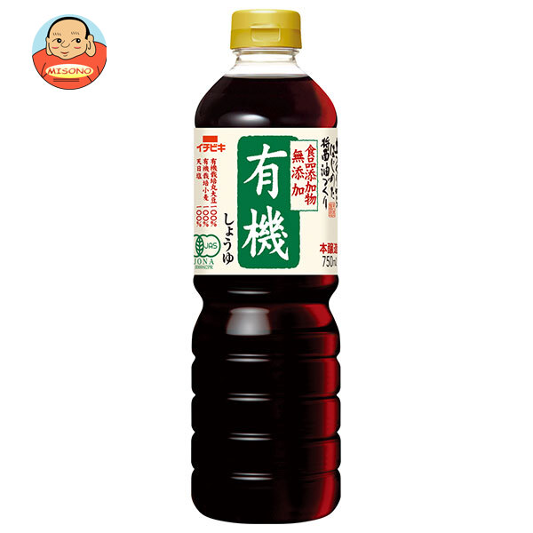 イチビキ 無足し加える有機しょうゆ 750mlペットボトル×8本入×(2入れもの)｜ 貨物輸送無料 有機作りだす 有機JASお墨付き 食料雑貨類足し加える物無足し加える 濃口醤油