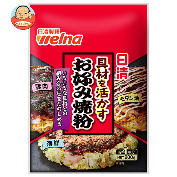 日清ウェルナ 具材を活かすお好み焼粉 200g×30袋入×(2ケース)｜ 送料無料 調味料 粉末 小麦粉 料理の素