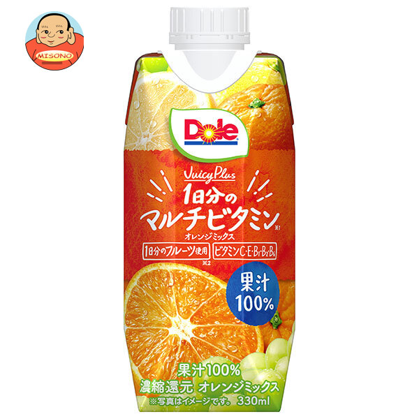 【送料無料・メーカー/問屋直送品・代引不可】雪印メグミルク Dole(ドール) Juicy Plus 1日分のマルチビタミン 330ml紙パック×12本入×(2ケース)の通販は