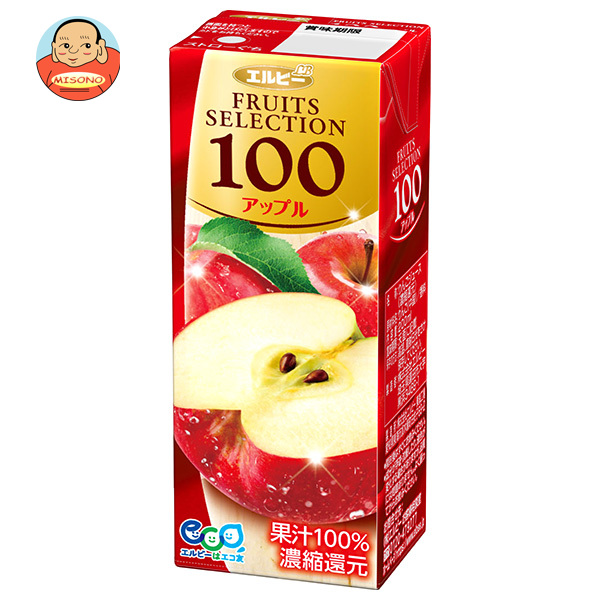 エルビー フルーツセレクション アップル100% 200ml紙パック×24本入×(2ケース)｜ 送料無料 果実飲料 ジュース りんご リンゴ