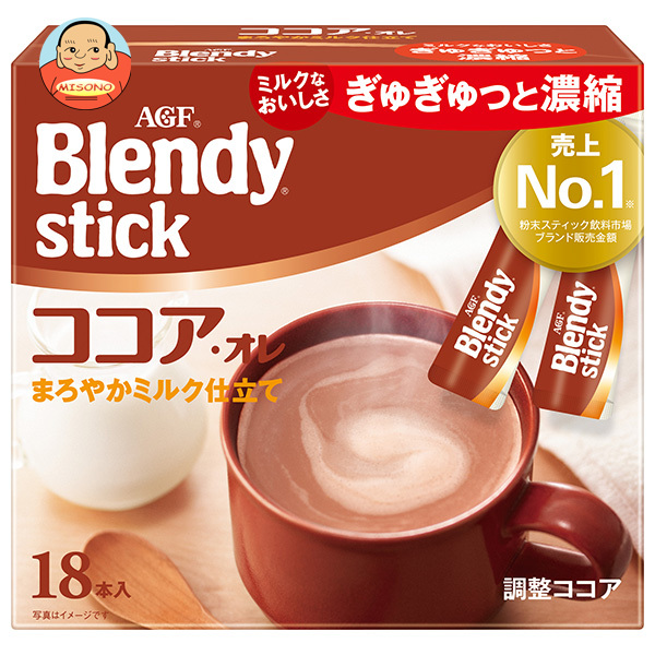 AGF ブレンディ スティック ココア・オレ (10.3g×18本)×6箱入×(2ケース)｜ 送料無料 インスタント スティック ミルクココア