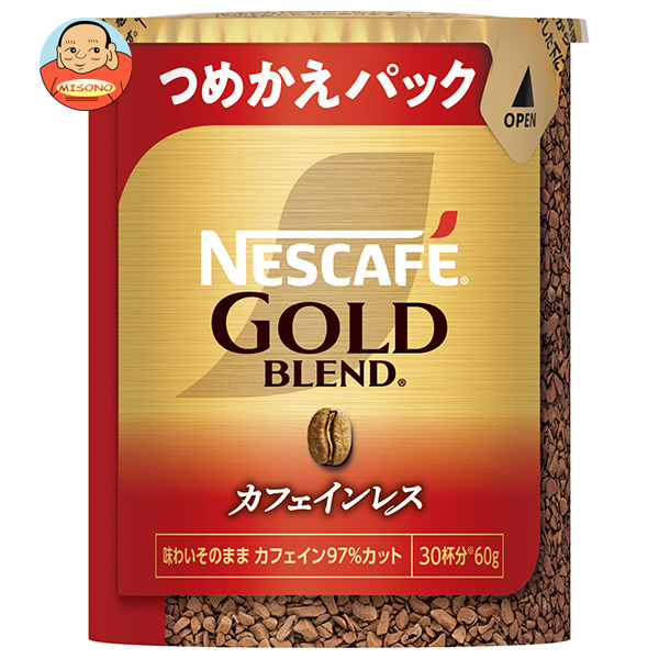 ネスレ日本 ネスカフェ ゴールドブレンド カフェインレス エコ&システムパック【バリスタ詰め替え用】 60g×12個入｜ 送料無料 無糖 珈琲 インスタント カフェインレス