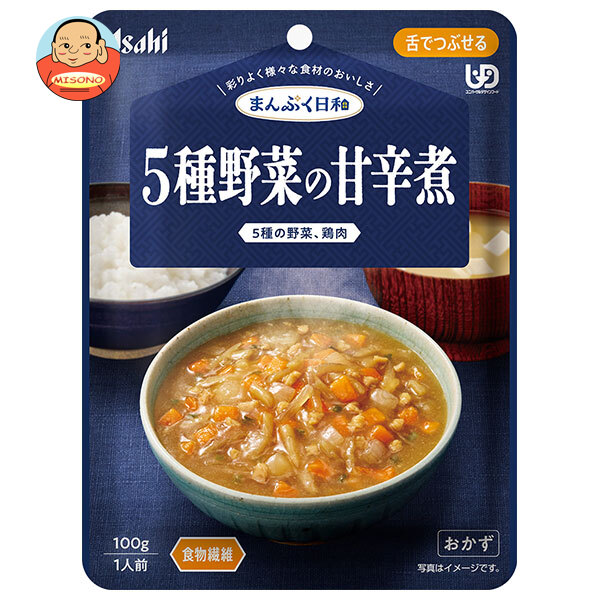 アサヒグループ食品 まんぷく日和 5種野菜の甘辛煮 100g×24袋入×(2ケース)｜ 送料無料 介護食 柔らかい 調理済 レトルト