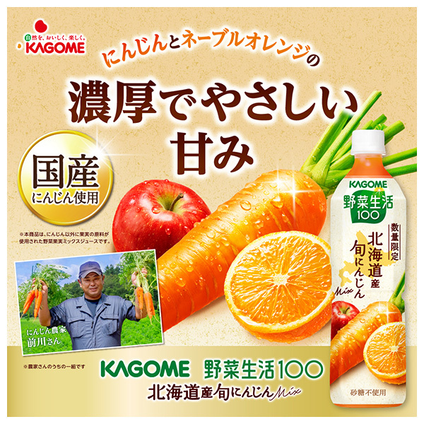 カゴメ 野菜生活100 北海道産 旬にんじんmix 720mlペットボトル×15本入×(2ケース)｜ 送料無料 にんじんジュース 野菜ジュース 人参 キャロット