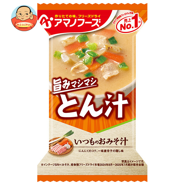 アマノフーズ いつものおみそ汁 とん汁 10食×6箱入×(2ケース)｜ 送料無料 一般食品 インスタント食品 味噌汁 即席 とん汁