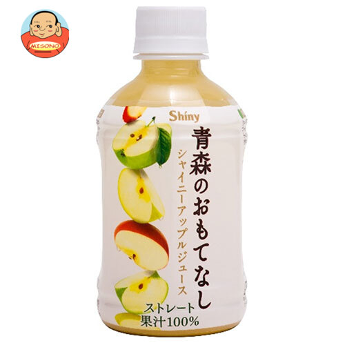 青森県りんごジュース シャイニー 青森のおもてなし 280mlペットボトル×24本入×(2ケース)｜ 送料無料 果実飲料 アップル りんご 果汁100% PET