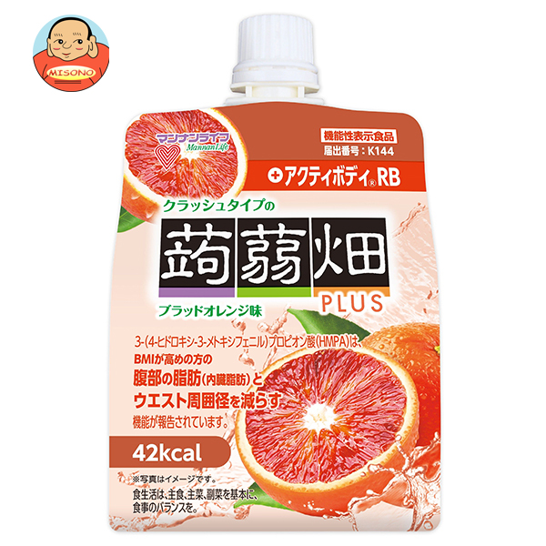 マンナンライフ クラッシュタイプの蒟蒻畑プラス ブラッドオレンジ味 150gパウチ×30本入×(2ケース)｜ 送料無料 ゼリー飲料 こんにゃくゼリー オレンジ