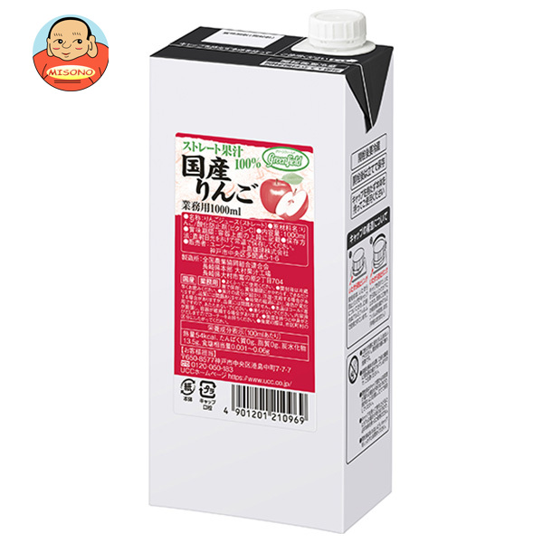 UCC GreenField(グリーンフィールド) 国産りんごストレート果汁100% 1000ml紙パック×6本入×(2ケース)｜ 送料無料 果実飲料 100% 1l 1L 紙パック 業務用 アップル 林檎