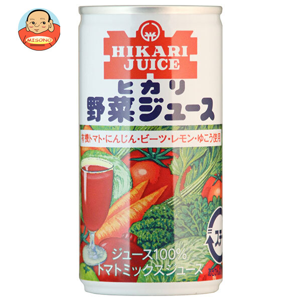 光食品 野菜ジュース 有塩 190g缶×30本入×(2ケース)｜ 送料無料 野菜 オーガニックトマト 果汁 リコピン ミックスジュース