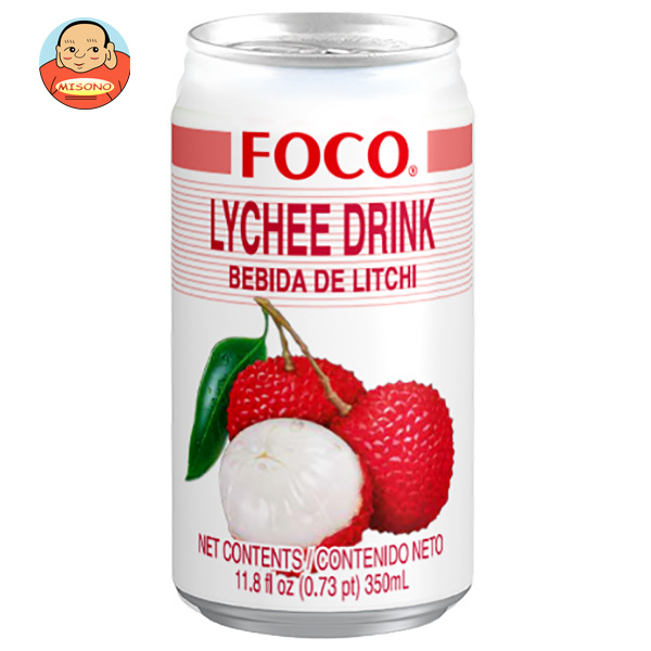 FOCO フォコ ライチドリンク 350ml缶×24本入×(2ケース)｜ 送料無料 果実飲料 ライチ 缶