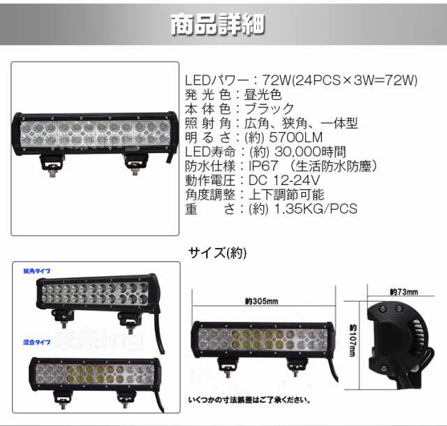 送料無料☆【6個】1年保証 ワーク ライト cree 作業灯 72w 広角