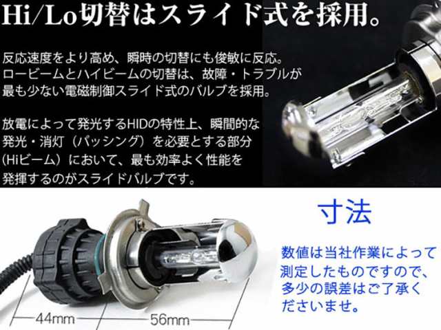 送料無料☆【2本】55w hid h4 交換 hidバルブ 12V h4 バルブ ヘッドライト フォグランプ スライド式 ハイロー 切り替え hid  バーナー 防の通販はau PAY マーケット - スマイル