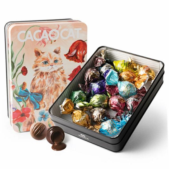 CACAOCAT 缶ミックス 14個入 FLOWER 5個セット 送料無料 ミルク ストロベリー 抹茶 オレンジ カフェラテ ピスタチオ ココナッツ ンゴー カカオ ダークラズベリー ソルティキャラメル 黒糖きなこ ブルーベリー レモン チョコレート 北海道 お土産 ギフト カカオキャット 猫