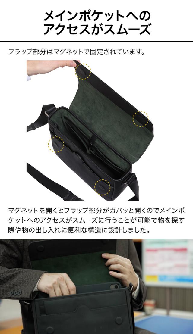 【13個の機能搭載！】 Evoon みがるショルダーバッグレザー 財布機能搭載 iPad11インチ収納可能 本革 レザー ショルダーバッグ メンズ 男性 多機能 多収納 多ポケット 撥水 防傷 防汚 ショルダー 肩掛け 斜めがけ バッグ_5