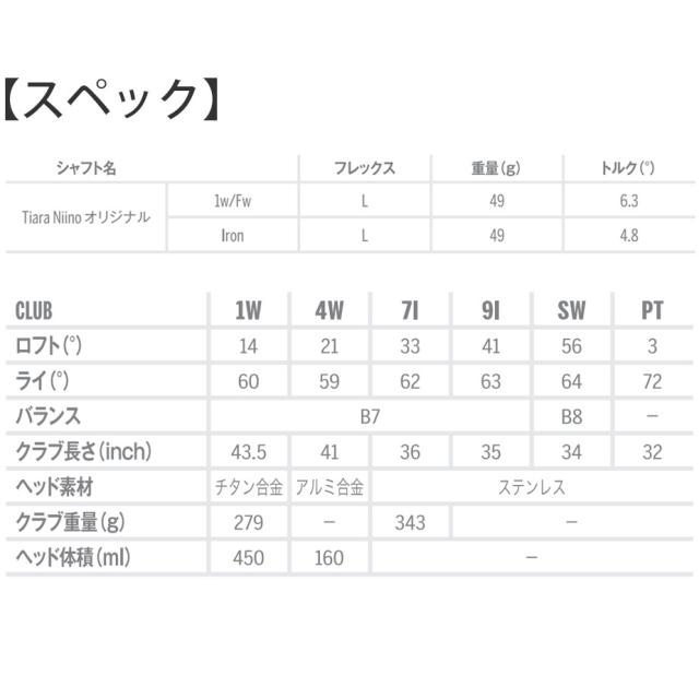 ウィルソン ティアラ ニーノ 6本セット(1W、4W、7I、9I、SW、PT) レディース クラブセット ゴルフ 初心者 ビギナー 2024年モデル WILSON TIARA Niino
