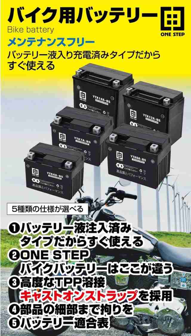 バイク用バッテリー YTX4A-BS 互換 液入り オートバイ用 充電済み 生産物賠償責任保険付 PL保険 1年保証 #692の通販はau PAY  マーケット - Sports Salon